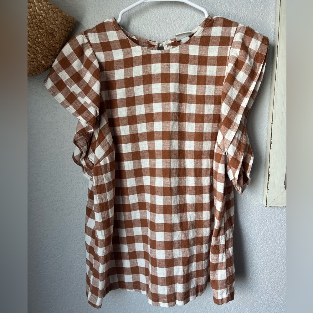A‎ New Day Gingham Flutter Sleeve Top